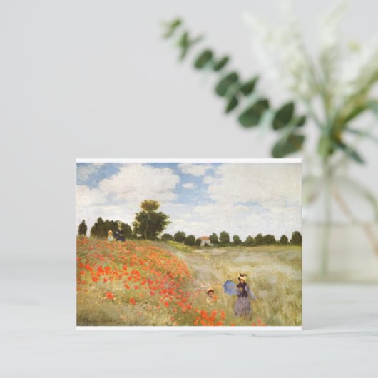 Rote Poppies blühen - Claude Monet Postkarte (Stehend Vorderseite)