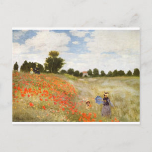 Rote Poppies blühen - Claude Monet Postkarte