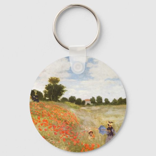 Rote Poppies blühen - Claude Monet Schlüsselanhänger (Vorderseite)
