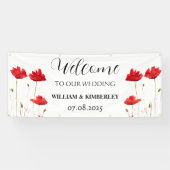 Rote Poppies Blumengebirge Blume Rustikale Elegant Banner (Horizontal)