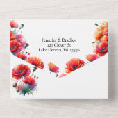 Rote Poppies Blumenhochzeit All In One Einladung (Rückseite)