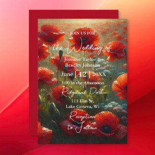 Rote Poppies Blumenhochzeit Einladung