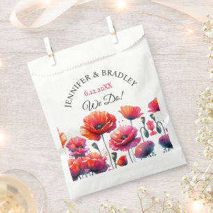 Rote Poppies Blumenhochzeit Geschenktütchen