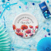 Rote Poppies Blumenhochzeit Pappteller (Party)