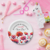 Rote Poppies Blumenhochzeit Pappteller (Party)