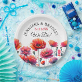 Rote Poppies Blumenhochzeit Pappteller (Party)