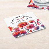 Rote Poppies Blumenhochzeit Rechteckiger Pappuntersetzer (angewinkelt)