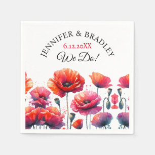Rote Poppies Blumenhochzeit Serviette