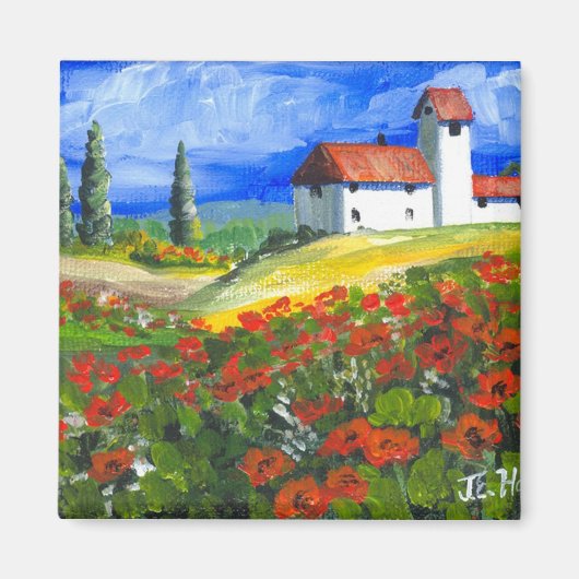 Rote Poppies der Toskana Magnet (Vorne)