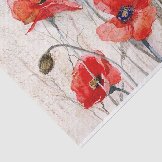 ROTE POPPIES DISTRESSEE GEMISCHTE MEDIENDEKOUPAGE SEIDENPAPIER (Ausschnitt)