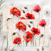 ROTE POPPIES DISTRESSEE GEMISCHTE MEDIENDEKOUPAGE SEIDENPAPIER