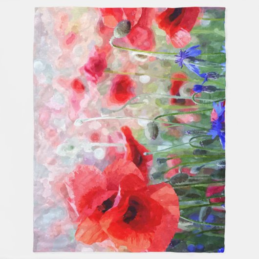 Rote Poppies Fleecedecke (Vorderseite)