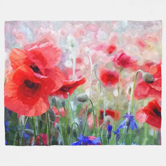 Rote Poppies Fleecedecke (Vorderseite (Horizontal))