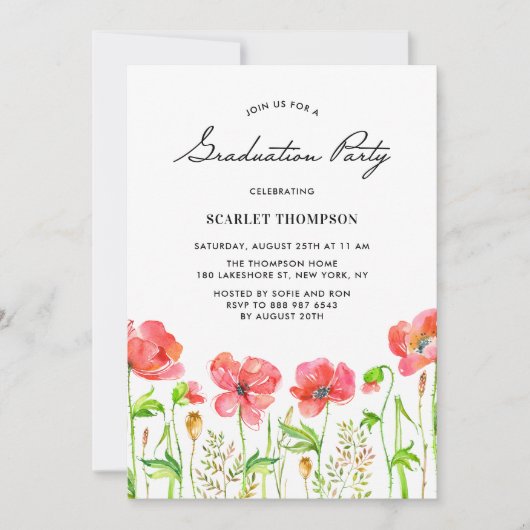 Rote Poppies-Früchte-Früchte-Früchte-Früchte-Frühl Einladung (Vorderseite)