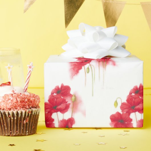 Rote Poppies Geschenkpapier (Geburtstagsparty)