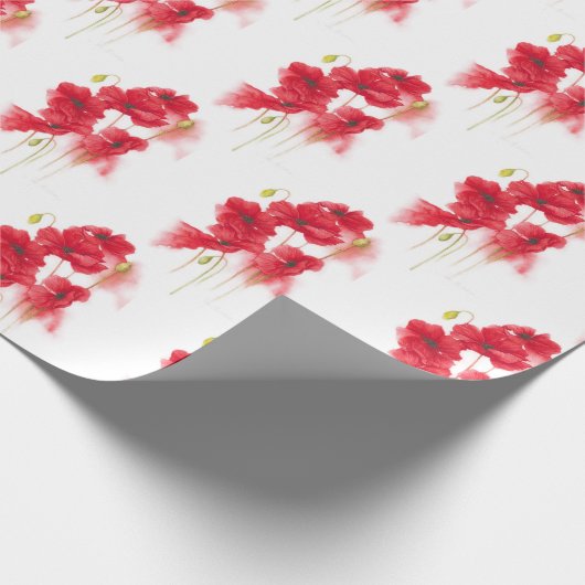 Rote Poppies Geschenkpapier (Ecke)