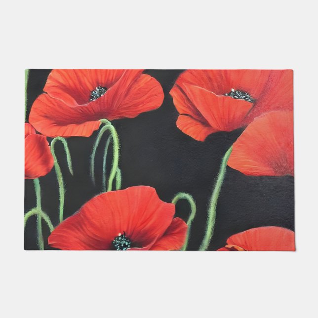 Rote Poppies Kunstmalerei Fußmatte (Vorderseite)