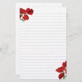 Rote Poppies Lined Briefpapier (Vorne/Hinten)