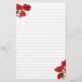 Rote Poppies Lined Briefpapier (Vorderseite)