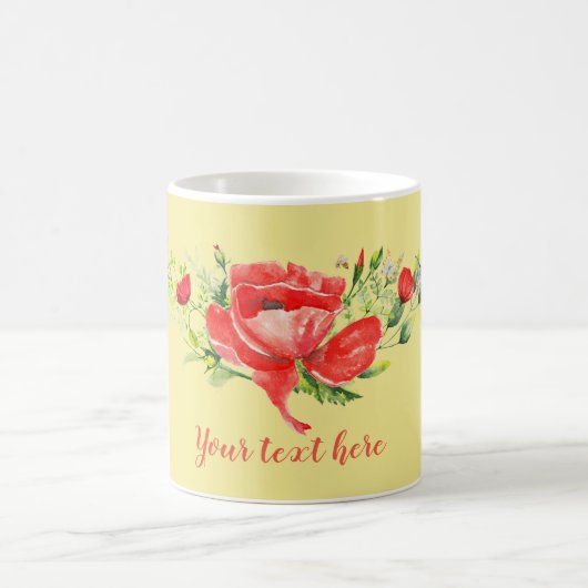 Rote Poppies Personalisiert Kaffeetasse (Mittel)