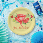 Rote Poppies Personalisiert Pappteller (Party)