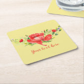 Rote Poppies Personalisiert Rechteckiger Pappuntersetzer (angewinkelt)