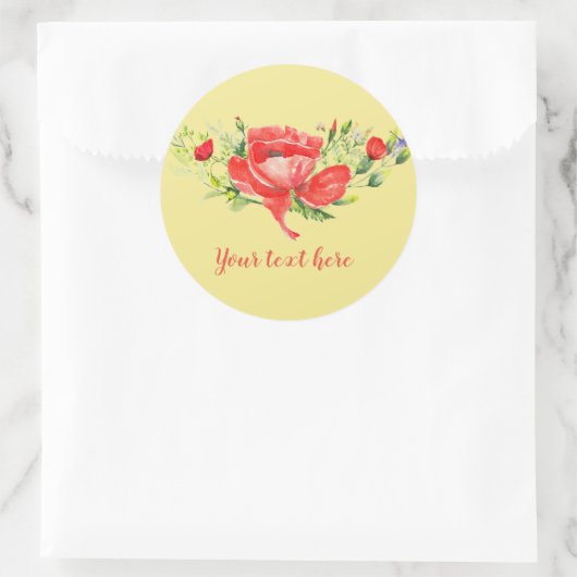 Rote Poppies Personalisiert Runder Aufkleber (Tasche)