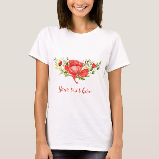 Rote Poppies Personalisiert T-Shirt (Vorderseite)