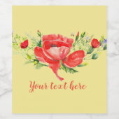 Rote Poppies Personalisiert Weinetikett (Einzelnes Label)