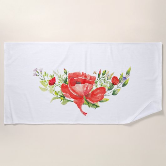 Rote Poppies Strandtuch (Vorderseite)