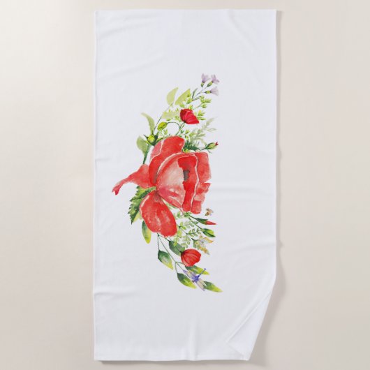 Rote Poppies Strandtuch (Vorderseite)