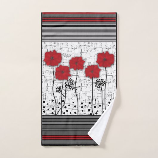 Rote Poppione Badhandtuch Set (Handtuch)