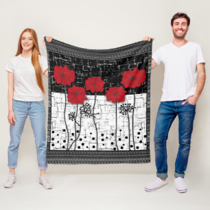 Rote Poppione Fleecedecke