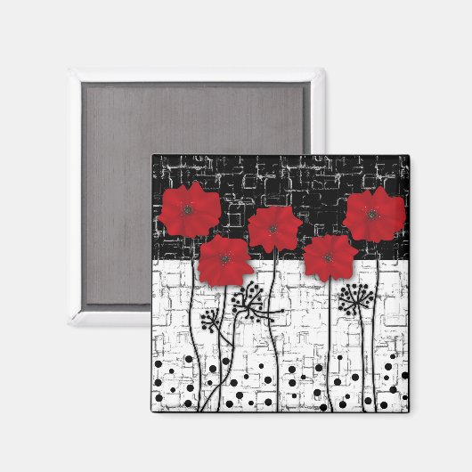 Rote Poppione Magnet (Vorderseite/Rückseite)