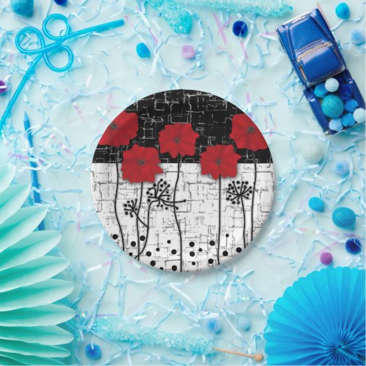 Rote Poppione Pappteller (Party)