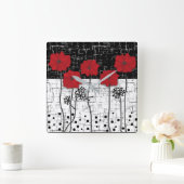 Rote Poppione Quadratische Wanduhr (Zuhause)