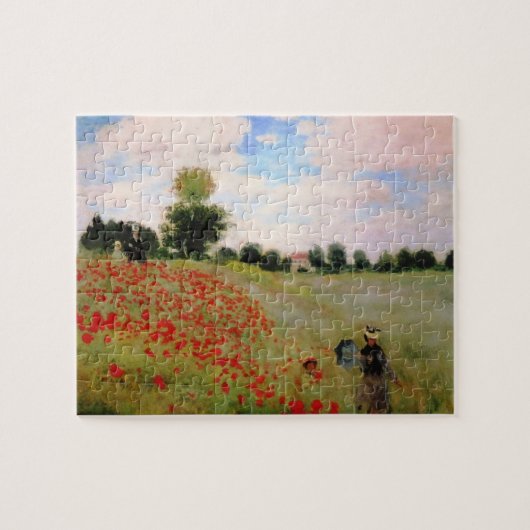 Rote Popupfel von Monet - Mohnfeldparasol-Frau Puzzle (Horizontal)