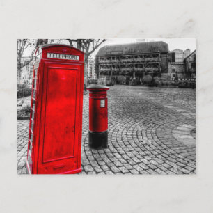 Rote Post Box Telefon Box London Postkarte