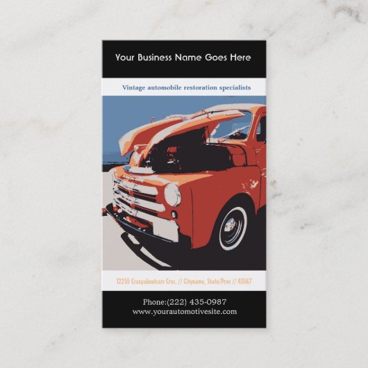 Rote Posterized Art wieder hergestellter Vintager Visitenkarte (Vorderseite)