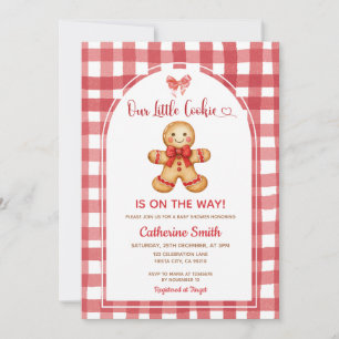 Rote Preppy-Gingham-Gebäck-Baby-Party Einladung