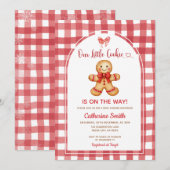 Rote Preppy-Gingham-Gebäck-Baby-Party  Einladung (Vorne/Hinten)