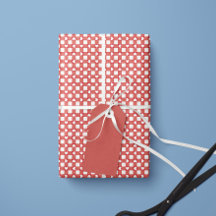 Rote preppy Gingham-Herzen- Geschenkpapierrolle