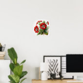 Rote Primrose Blume Art Print Poster (Heimbüro)