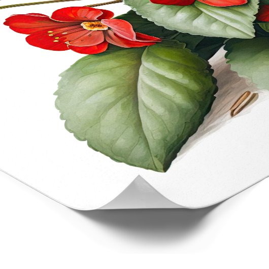 Rote Primrose Blume Art Print Poster (Ecke)