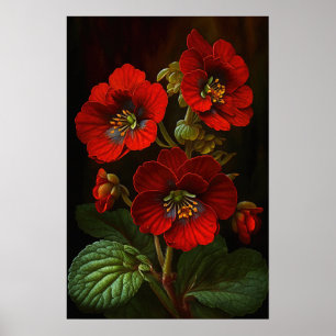 Rote Primrose Blume Art Print Poster