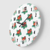 Rote Primrosen Große Wanduhr (Winkel)