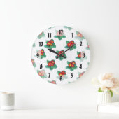 Rote Primrosen Große Wanduhr (Zuhause)