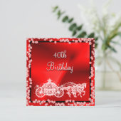 Rote Prinzessin Coach u. Pferde40. Geburtstag Einladung (Stehend Vorderseite)