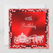 Rote Prinzessin Coach u. Pferde40. Geburtstag Einladung (Vorderseite)