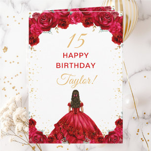 Rote Prinzessin Floral Alles Gute zum Geburtstag Karte